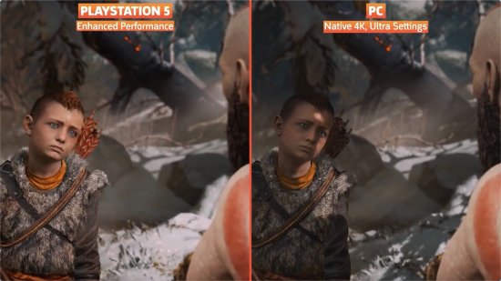 《战神》PS5版与PC版画面对比 阴影特效为最大差异